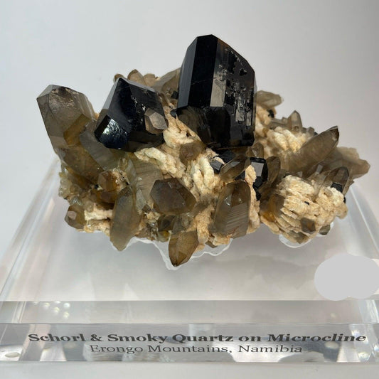Schorl and Smokey Quartz Microcline