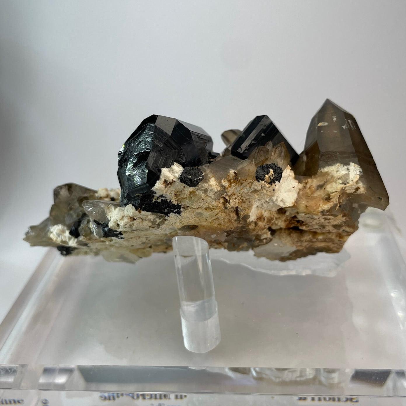 Schorl and Smokey Quartz Microcline
