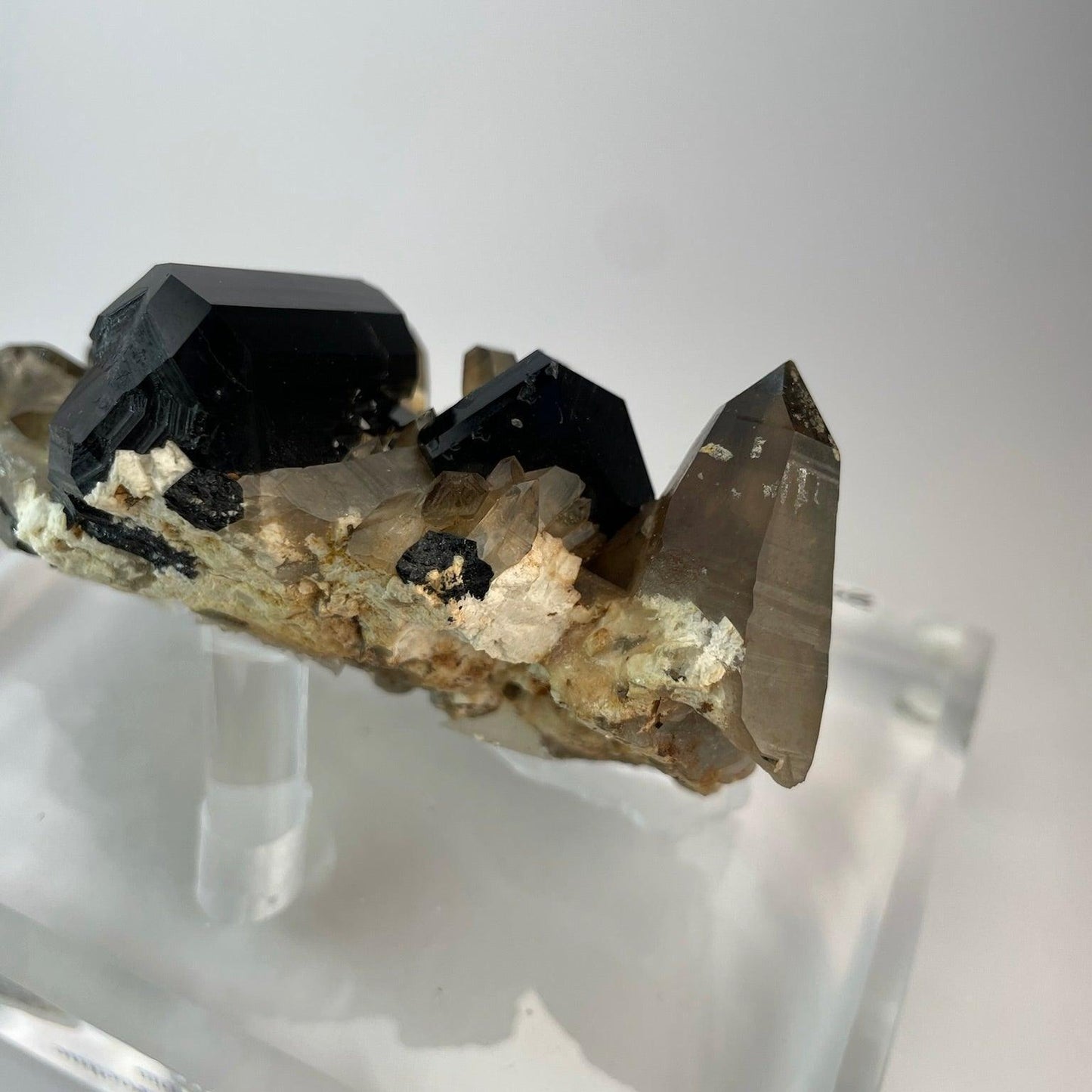 Schorl and Smokey Quartz Microcline
