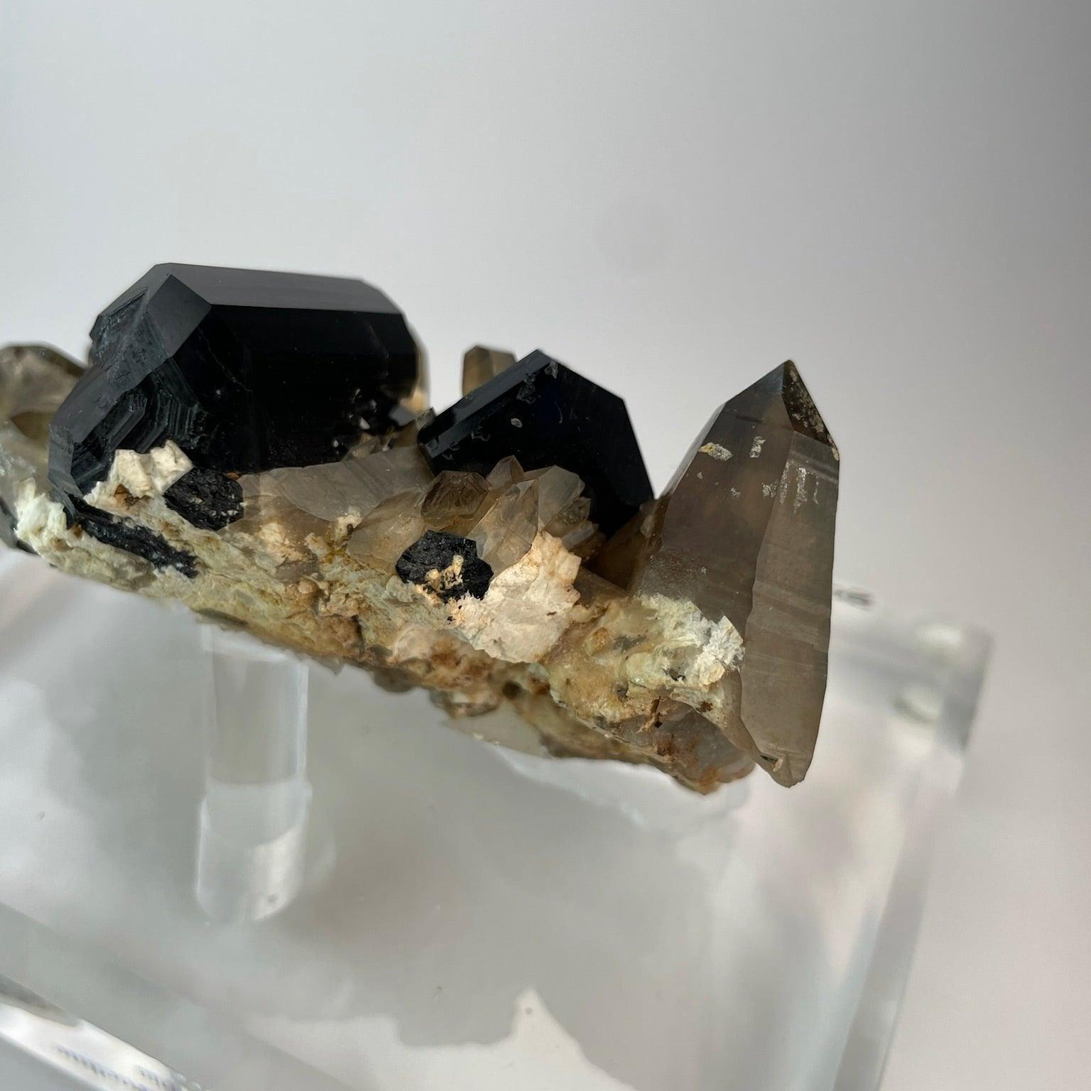 Schorl and Smokey Quartz Microcline