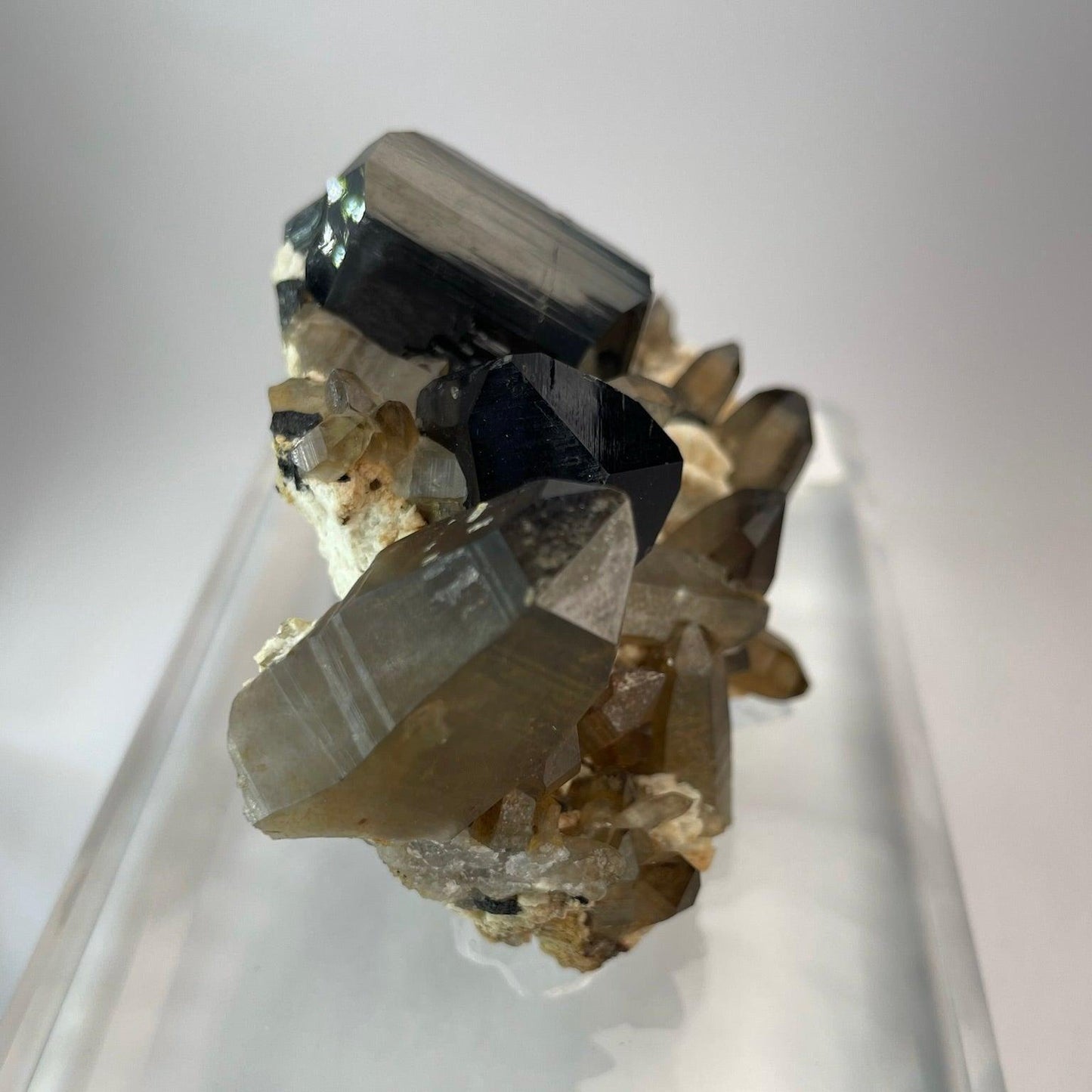 Schorl and Smokey Quartz Microcline