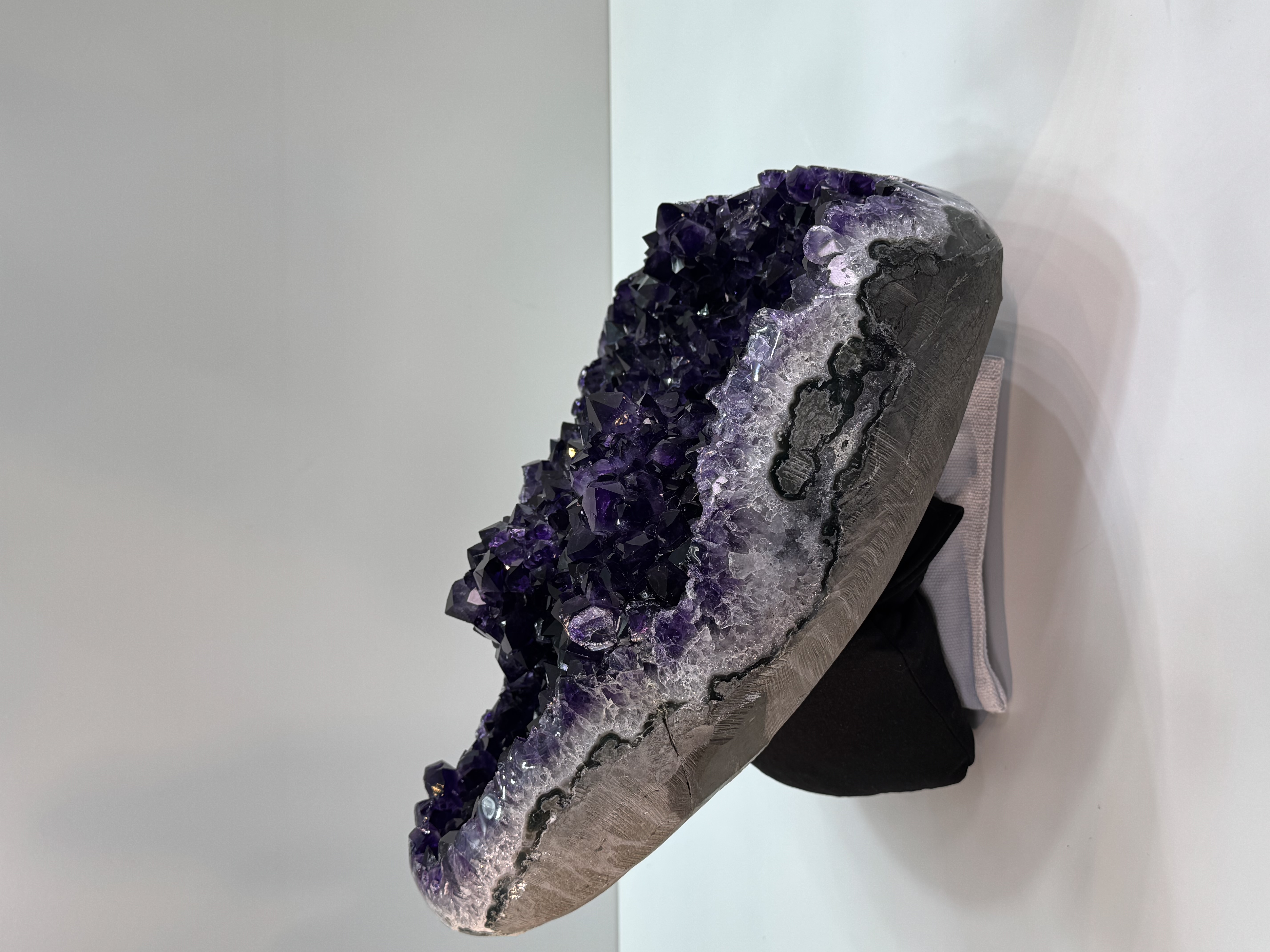 Highest Quality Amethyst Cluster with Polished Banded Agate, view 6