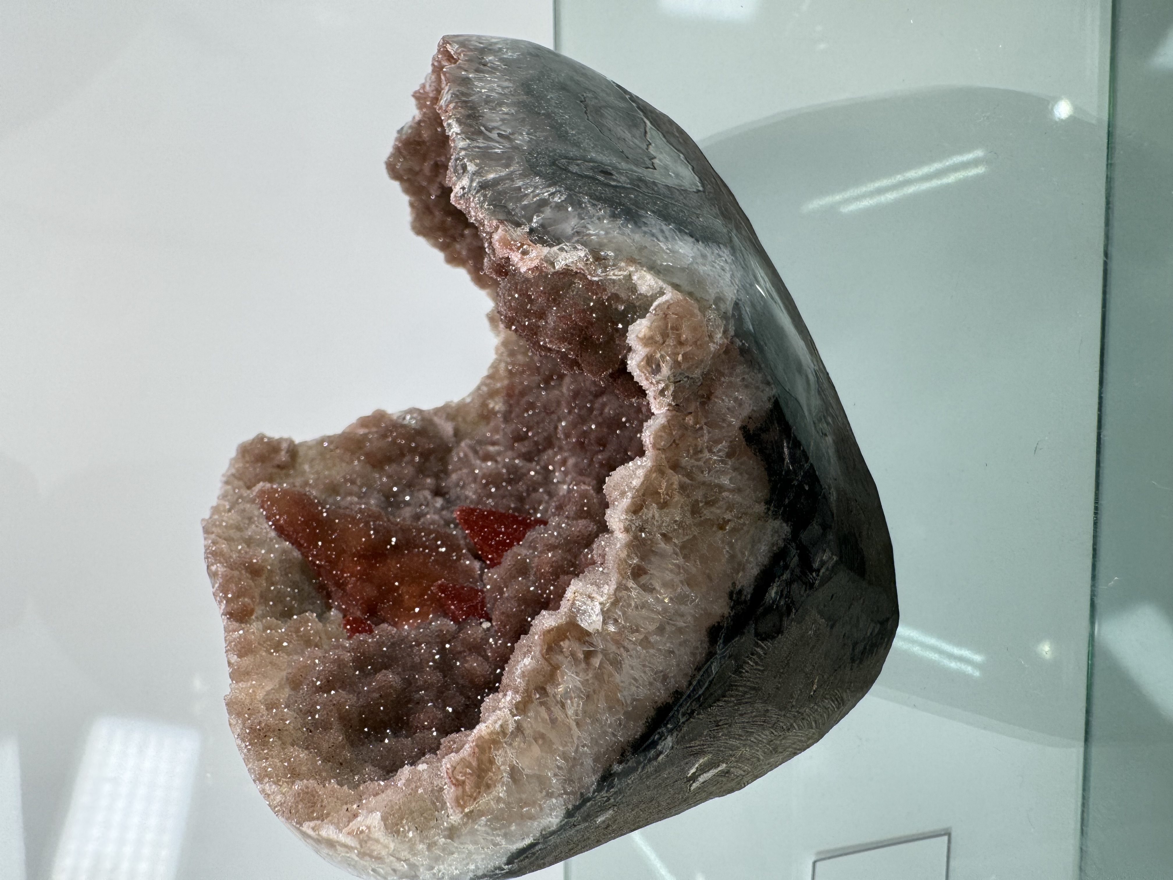 Brilliant Red Calcite with Druzy Jasper, view 2