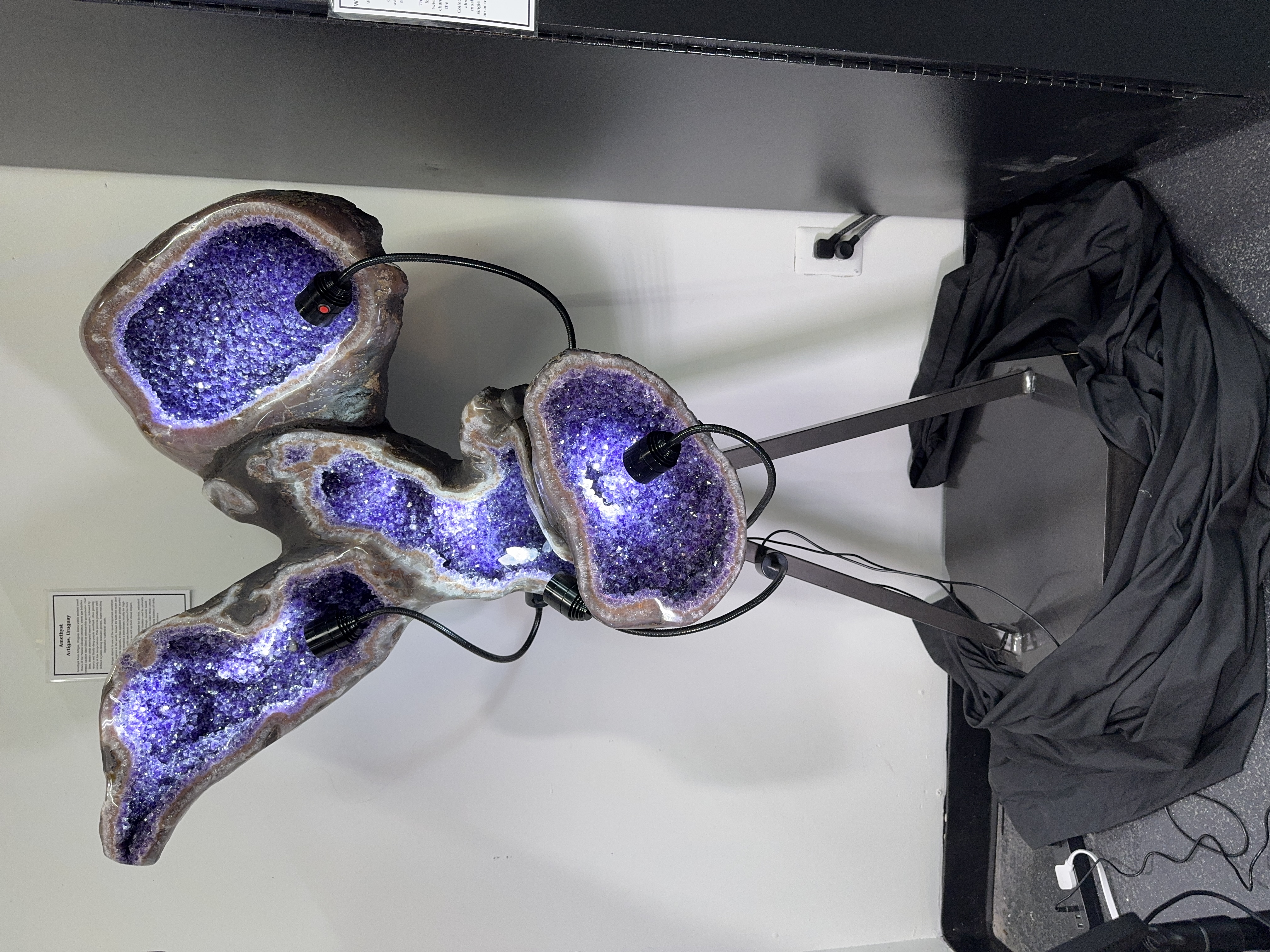 Interconnected Amethyst with Calcite on Deluxe Stand, view 1