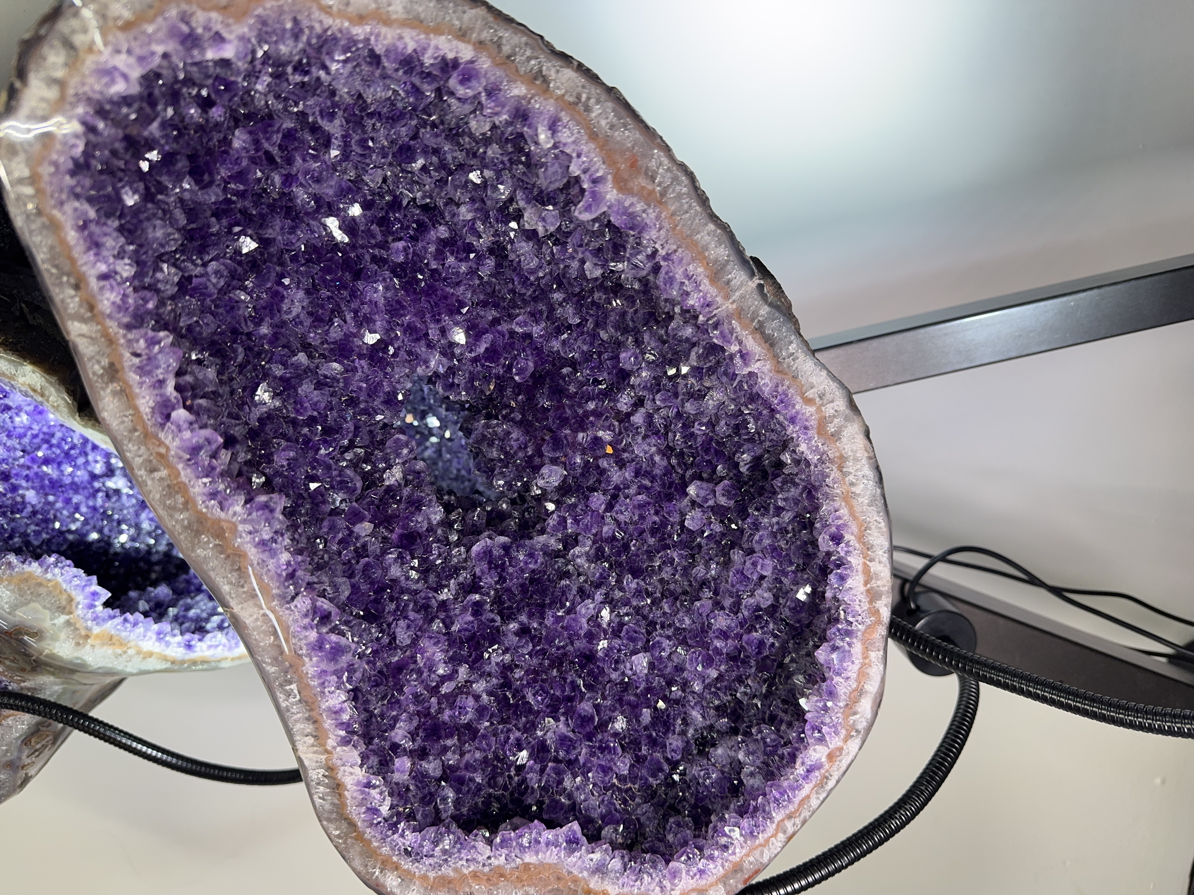 Interconnected Amethyst with Calcite on Deluxe Stand, view 3