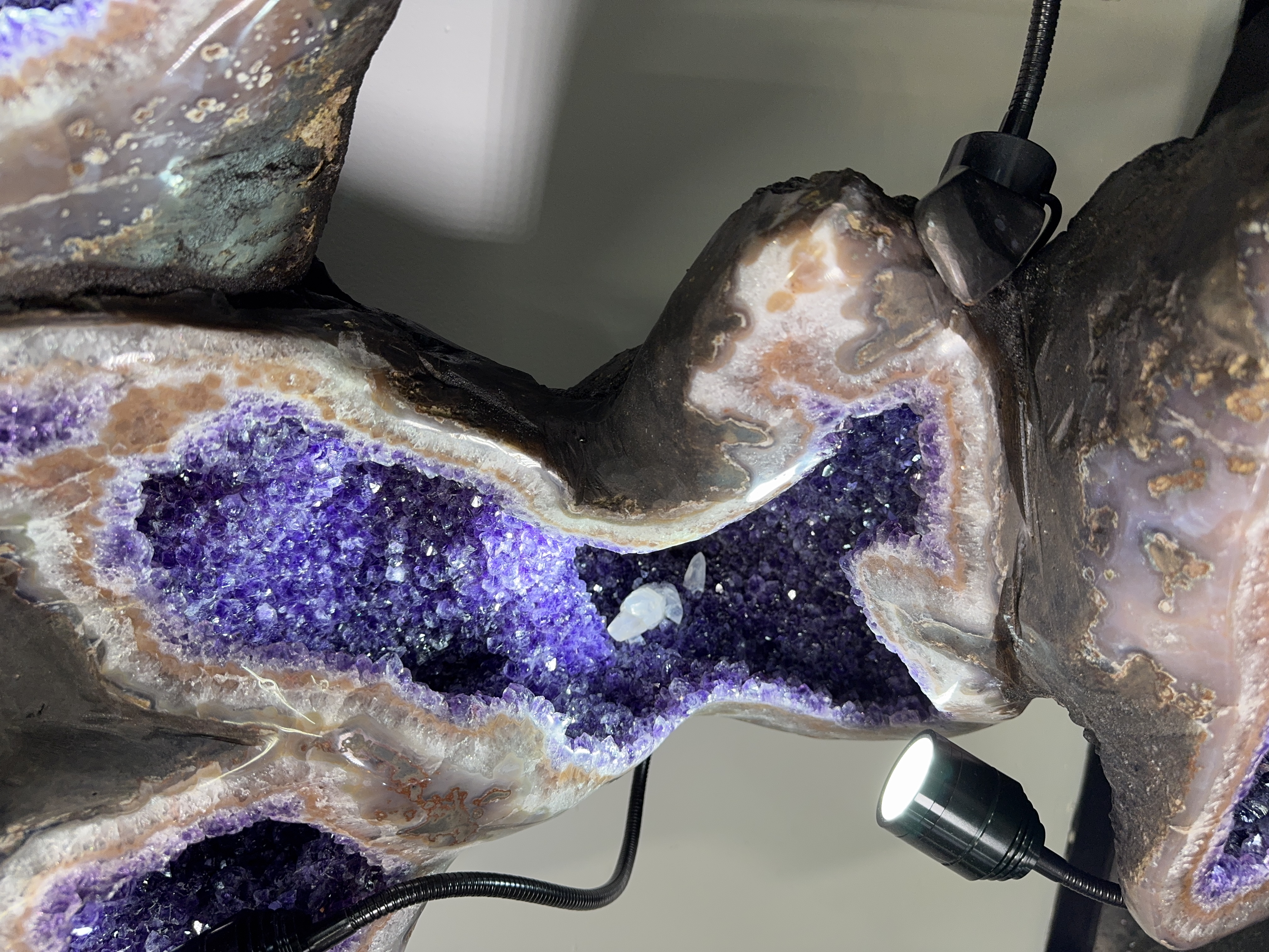 Interconnected Amethyst with Calcite on Deluxe Stand, view 4