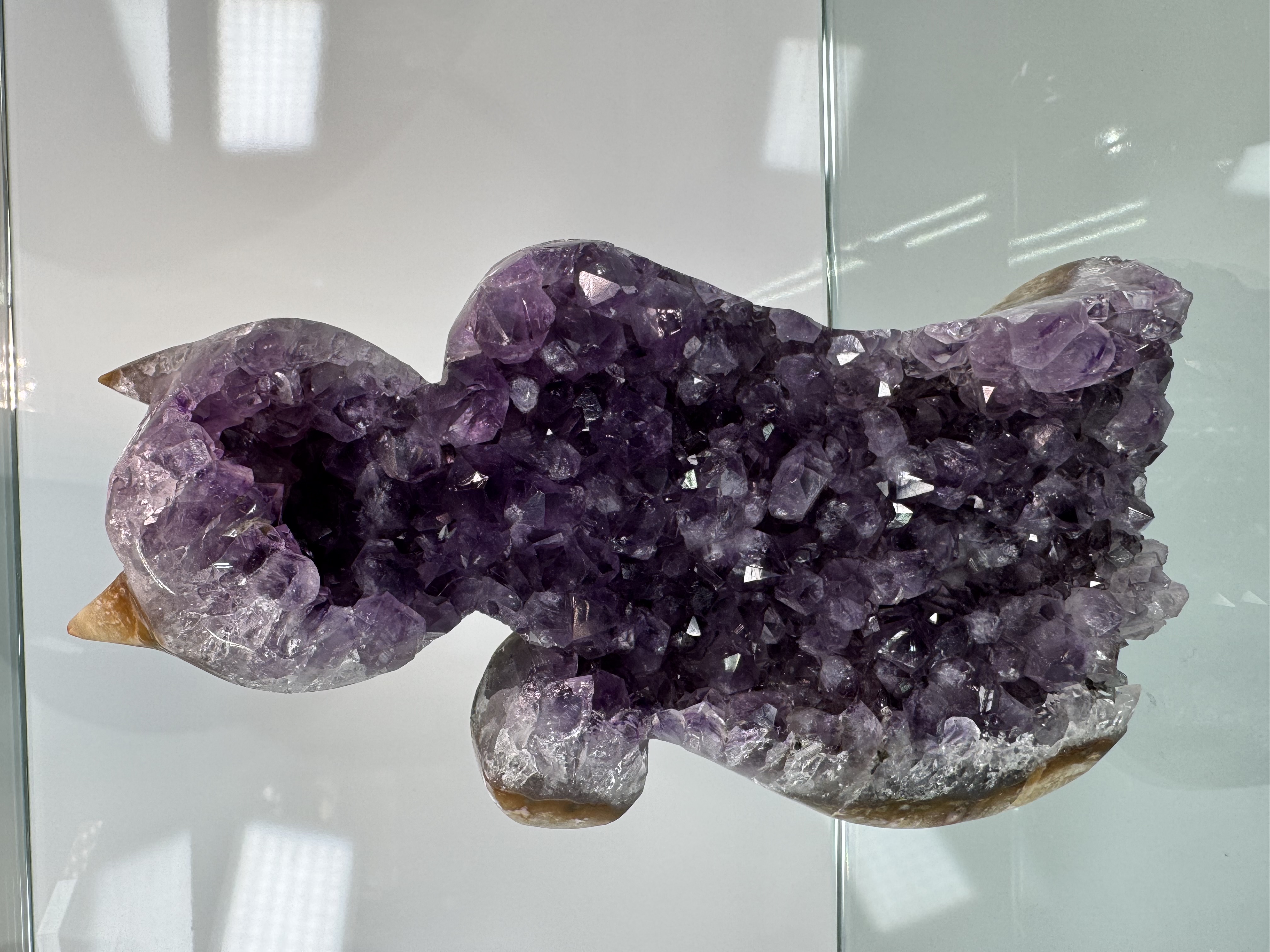 Agate Banded Amethyst Cat Sculpture, view 1